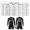 Miami Messi Maneci Lungi Fotbal Tricou Set, Black Training Jersey Shorts Breathable Sportswear