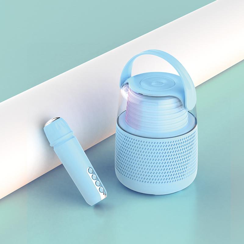 Barevná světla Domácí reproduktor Mini Karaoke Machine Dětský Přenosný Bluetooth reproduktor s bezdrátovým mikrofonem Rodinný reproduktor