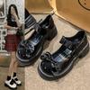 22 Uniform Thick Heel Medium Heel Light Mouth Mary Jane Shoes Bow Student Small Leather Shoes Japanese Bright Single Shoes