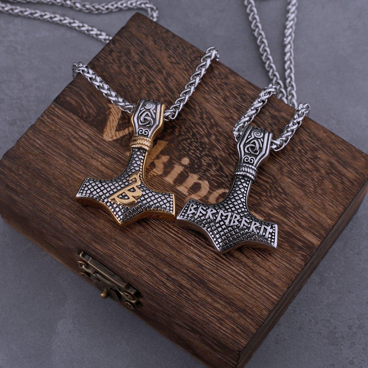 Viking hammer necklace, Celtic knot amulet pendant, Nordic jewelry as a gift for teenagers золотистый