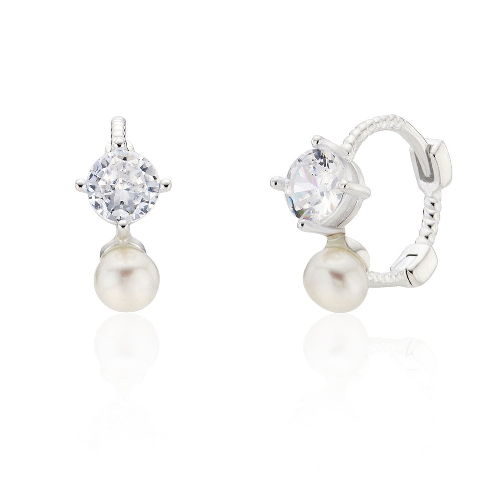 Silver925 Pearl & Q One-Touch Earrings