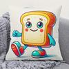 Cute Cartoon Toast Bread Pillowcase Kawaii Food Character Cushion Cover Funny Breakfast Theme Home Decor for Sofa Bedroom Living