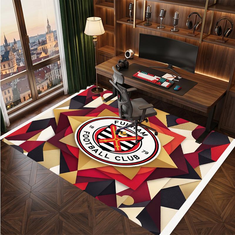 Fulham Football Print Crystal Velvet Rug, Comfortable Water Absorbent Non Slip Indoor Floor Carpet