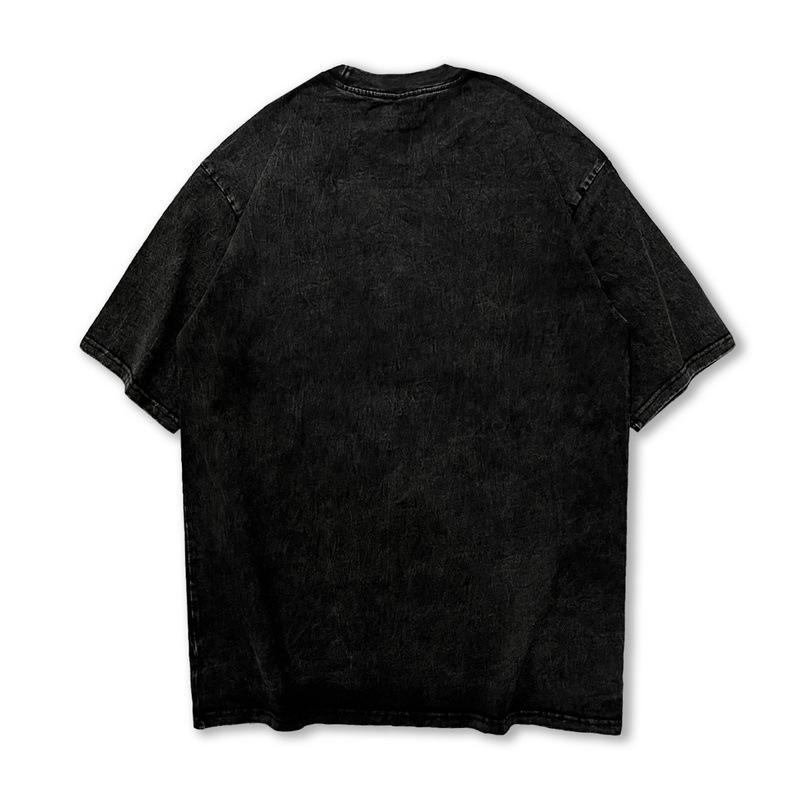 Guochao Hip-Hop Vintage Retro Printing Heavy-Duty Old Short-Sleeved T-Shirt Men'S And Women'S Hiphop Half-Sleeved T-Shirt
