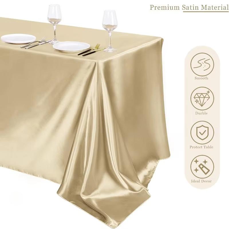 200x140cm Smooth Satin Tablecloth Rectangle Table Cover Silk Smooth Fabric Champagne Party Table Cloth Wedding Party Decoration