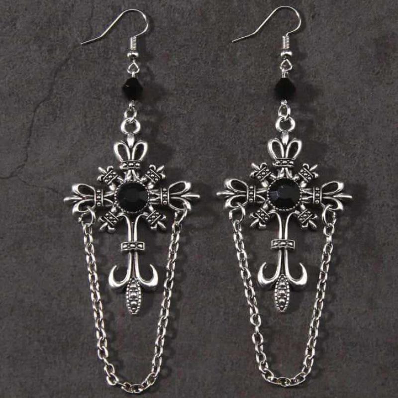 European Gothic Harajuku Cross Chain Earrings for Halloween