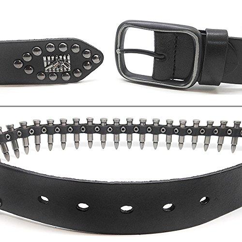 CaseEden Bullet Belt, PU Leather, Punk Rock, Metal, Western Style, Men's Size (Black Bullets)