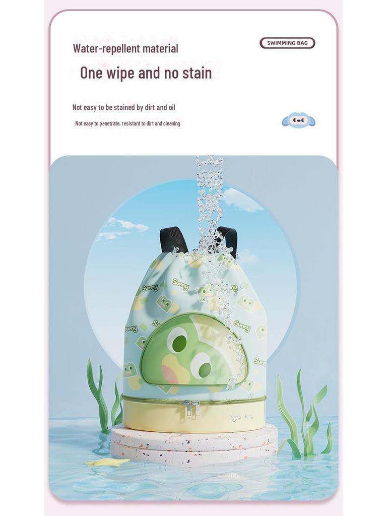 Children's Cartoon Swim Bag with Wet/Dry Shoe Compartment – Ideal for Travel, Beach & Backpack Use