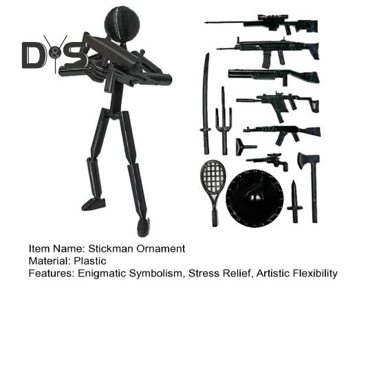 Stickman Ornament Multi-Purpose Action Figure Decor Mysterious Design Stress Relief Toy with Fully Poseable Robot