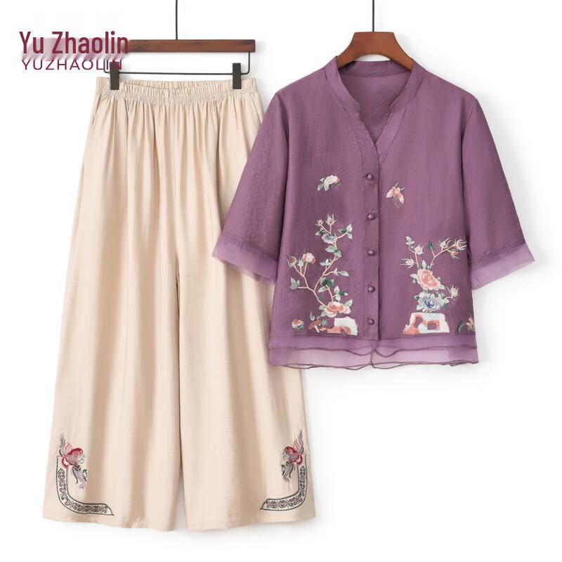 

YUZHAOLIN Chinese Style Floral Short-Sleeve Top 3XL