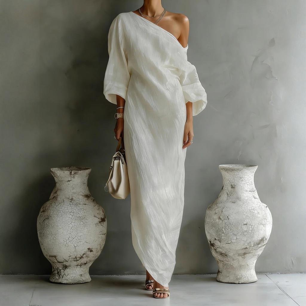 Ladies' Casual Irregular One Shoulder Lazy Dress