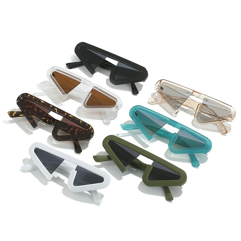 Y2K Unisex Sunglasses Trend Geometric Triangle for Women Men Transparent Frame Streetwear Shades with UV400 PC Lens
