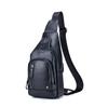 2024 New 100% Cowhide Leather Casual Fashion Crossbody Chest Bag Men's Leather Bag USB Charging Travel Shoulder Bag Daypack Male