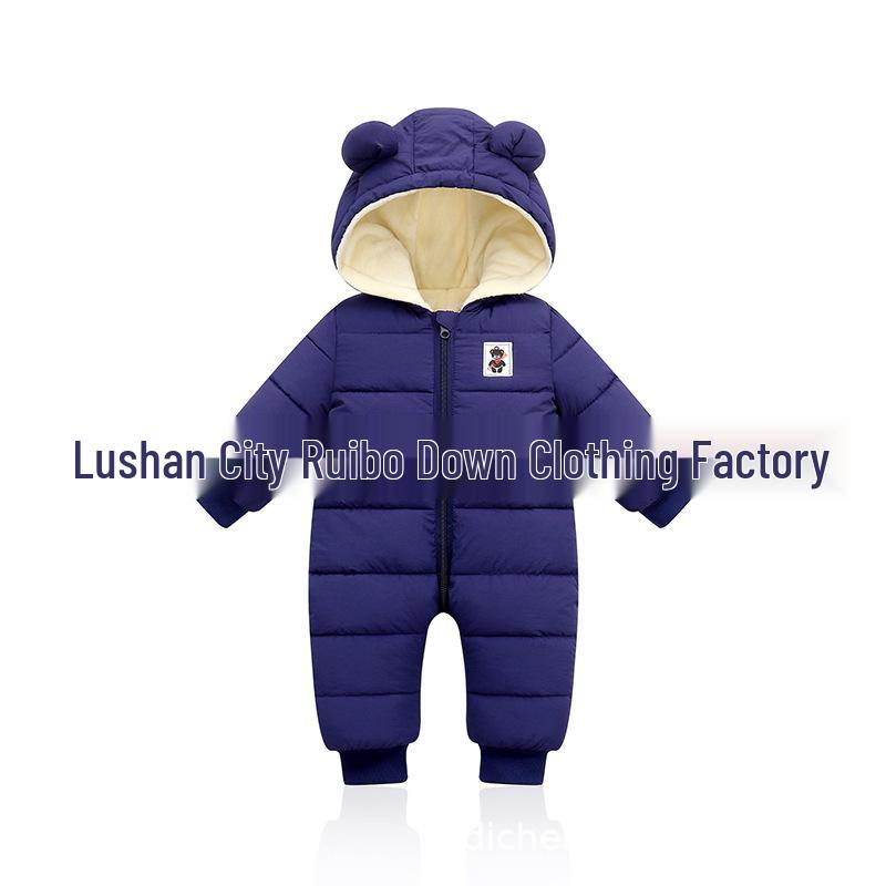 Autumn/Winter Hooded Down Cotton Kids' One-Piece Suit: Infant/Toddler Boys & Girls