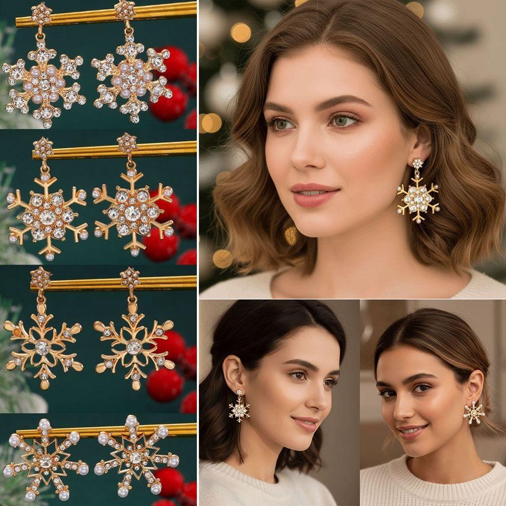 Sparking Zircon Earrings Luxury Christmas Earrings Elegant Xmas Earrings  Women Gift