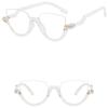 New Women's Triangle Glasses Frame Fashionable Personality Retro Classic Diamond-Embedded Semi-Frame Plain Glasses