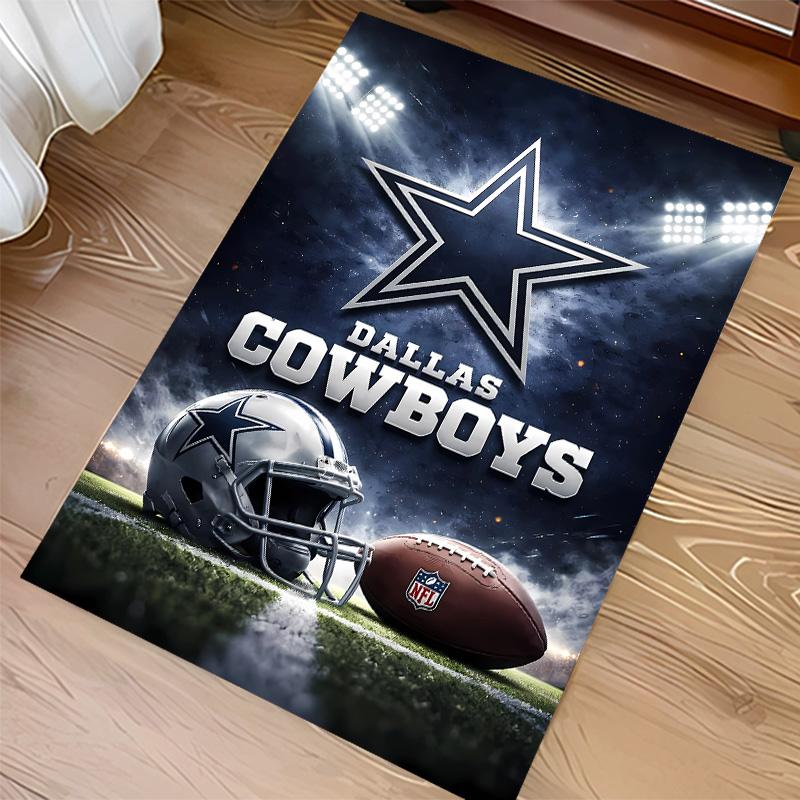 Dallas Cowboys Print Area Rug - Soft, Washable Non-Slip Indoor Mat for Office Chairs, Living Room, Home Office Decorative Rug
