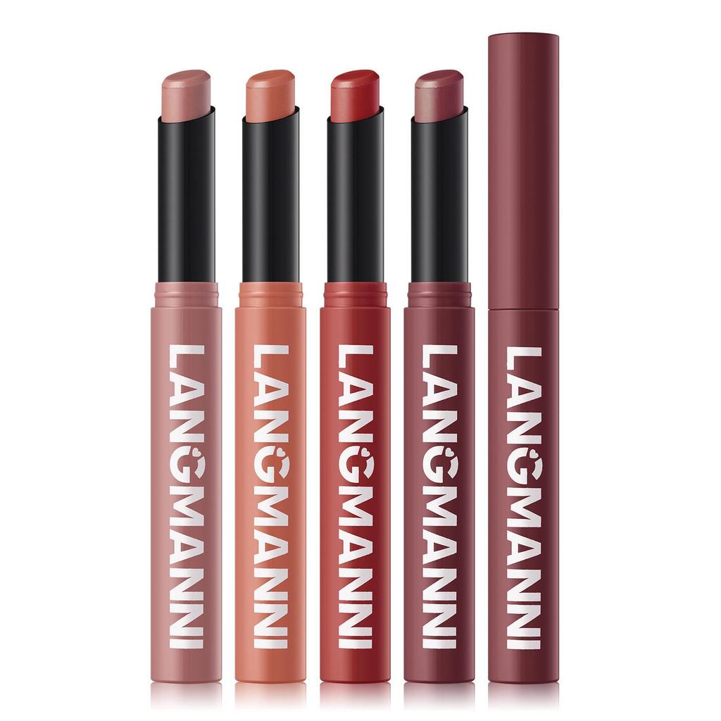 LANGMANNI Twelve-Color Rotating Semi-Matte Lipstick with Slanted Tip
