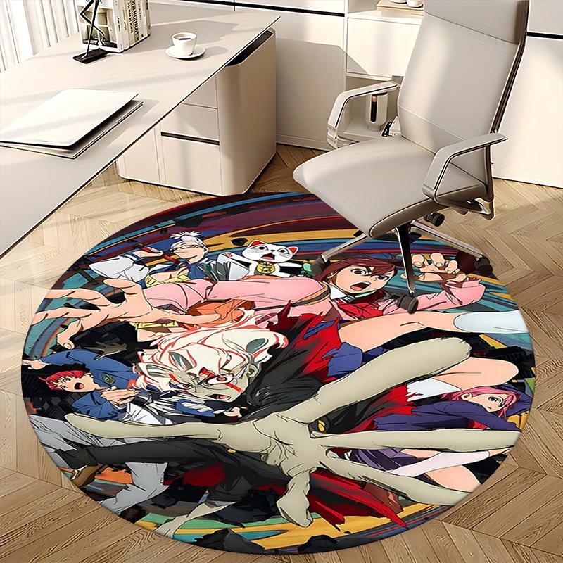 1pc Anime Demon Slayer Design Round Carpet - Office Chair Mat, Non-Slip Rug for Home Decor, Living Room