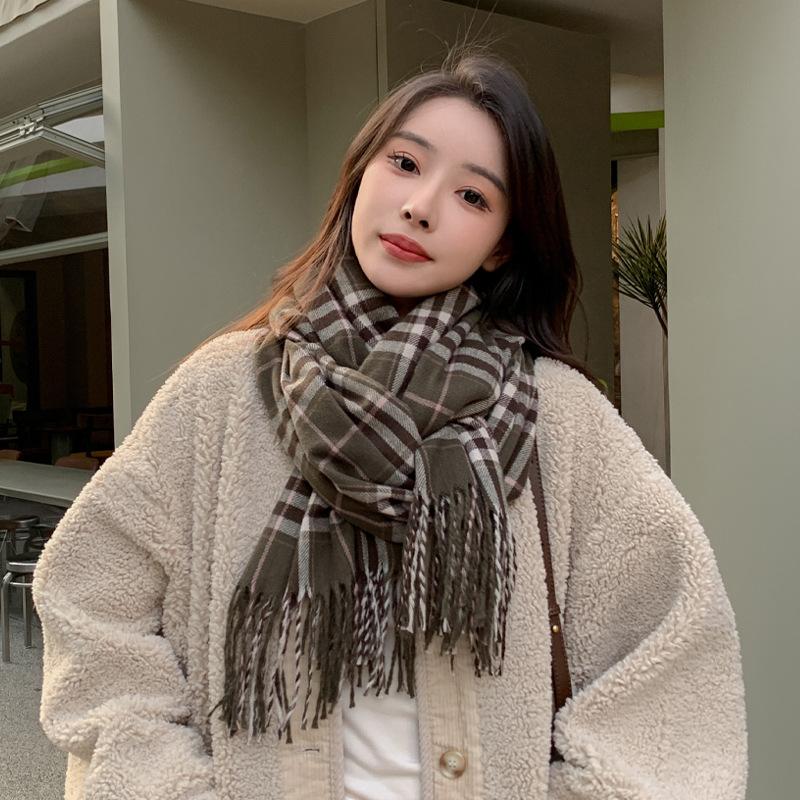 Qiandongge scarf Korean version ins autumn and winter new women's high-end simple and versatile scarf student fashion scarf