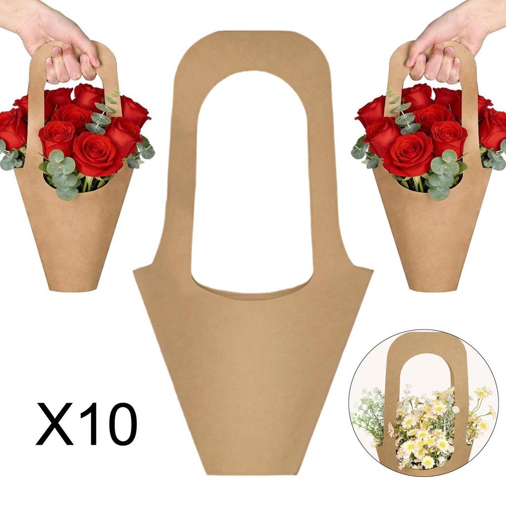 Paper Flower Gift Bags for Arrangement Holiday Visiting Friends 20pcs