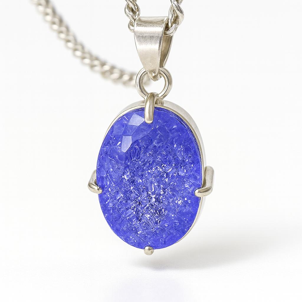 Oval Cut 65.80 Ct Natural Sapphire CERTIFIED 925 Sterling Silver Purple Pendant AI-110-NS