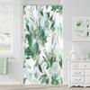 Blue Watercolor Floral Shower Curtain, Botanical Plant Leaves Design, Waterproof Fabric Set With Hooks