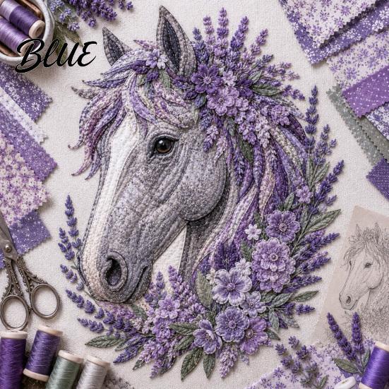 Creative Needlework Supplies Art Sewing Fabric DIY Patchwork Kit Floral Horse Flower Theme Kit