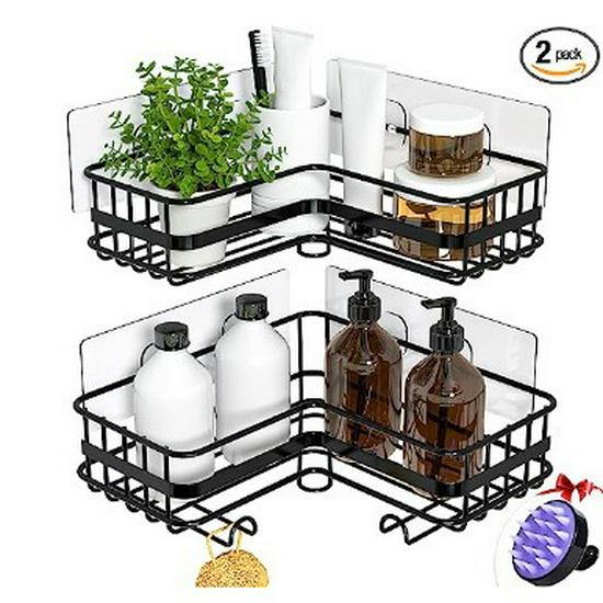 Punch-free Adhesive Bathroom Corner Shelf - Triangle Shower Storage Rack No