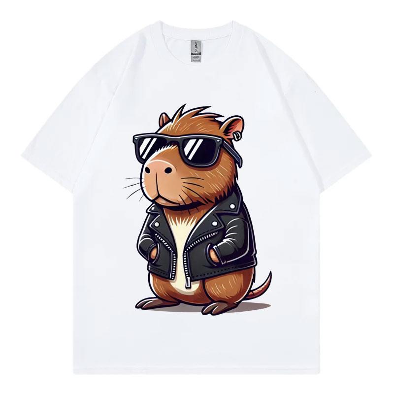 

Fashion Cool Capybara Cute Animal Graphic T Shirts High Street Trend Short Sleeve Unisex Casual Loose Cotton Breathable Top S