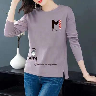 Frühling Herbst Langarm Rundhals T Shirts Pullover Niedlichen Brief Gedruckt Casual Tops Damen Bluse