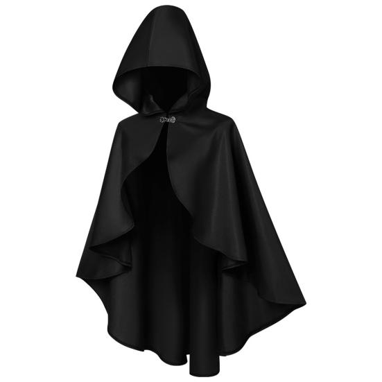 Halloween Cloak Retro Style Hooded Tailoring Metal Buckle Decoration Shawl Role-Playing Versatile Costume Accessory