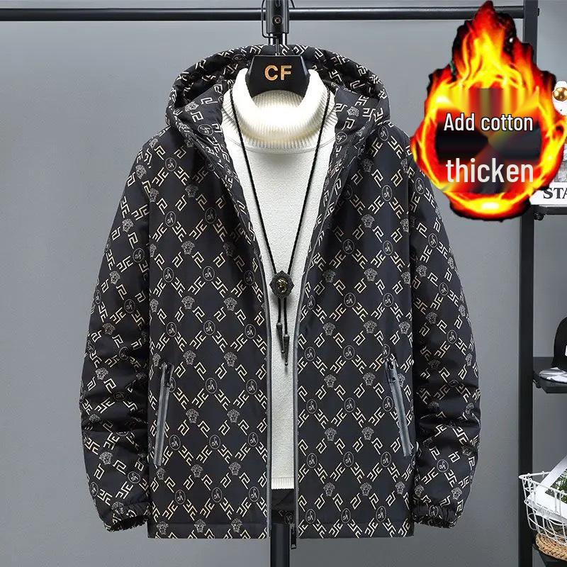 Europejska Modna Męska Kurtka Jacquard w Kratę ze Stójką - Koreański Styl Wiosenno-Jesienny Casualowy Top