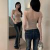 Draped Collar Cami Top Women Sexy Pure Desire Spaghetti Strap Vest Summer Daily Wear