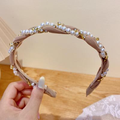 Luxuriöse Perlen Strass Haarreif Stirnband Haarband für Frauen Mädchen Gaze Haarband Haarschmuck