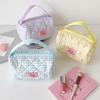 Zipper Pen Pouch Grid Pattern Stationery Storage Organizer Bowknot Pen Bag  for Students Gift