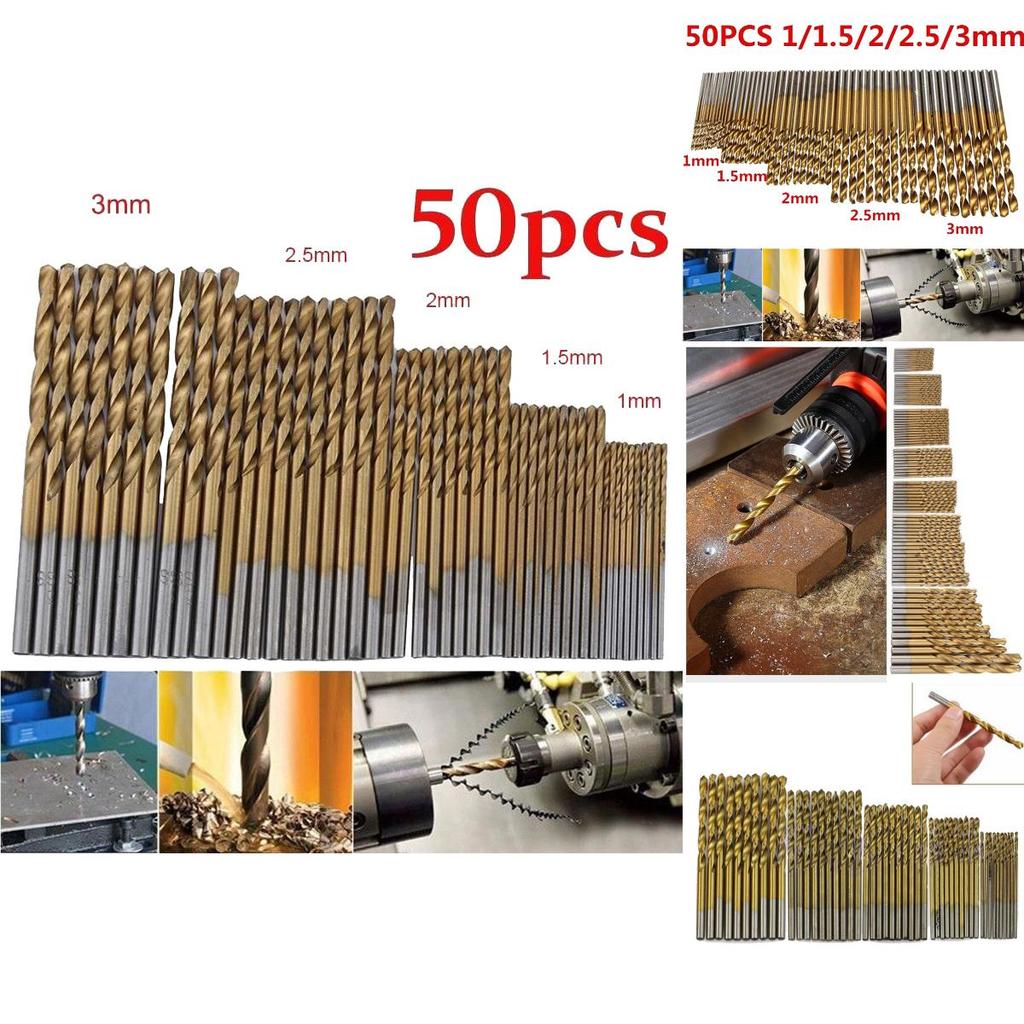 High Durability 50pcs Titanium Coated Hss High Speed Steel Drill Bit Set For Versatile Applications