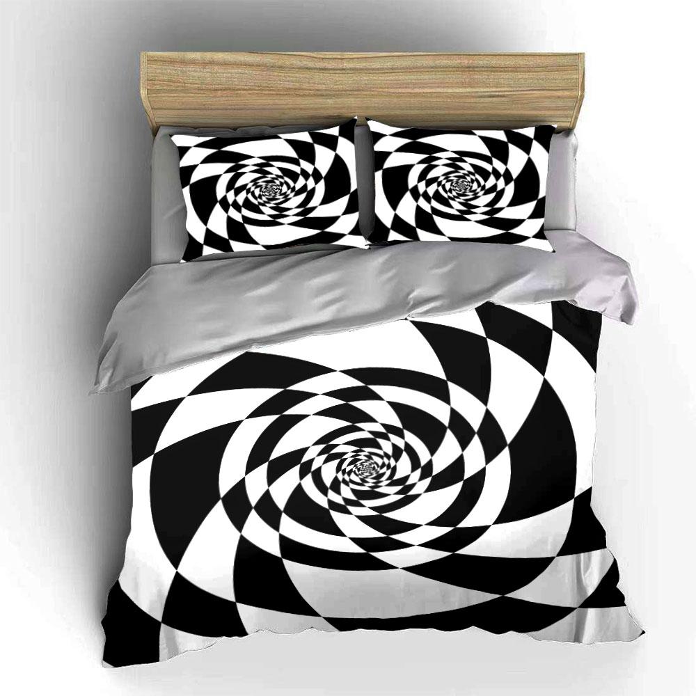 Geometric Spiral Art Decoration Set Soft Comfortable Duvet Cover Bedding Set Included 1*Duvet Cover & 2*Pillowcases, Gift