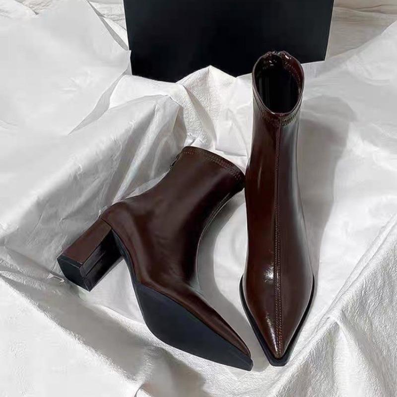 Fashion Elegant Ankle Boots for Women High Heels Pointed Toe Shoes Winter 2025 Trend New Fashion Sexy Chunky Party Pumps Woman Botas