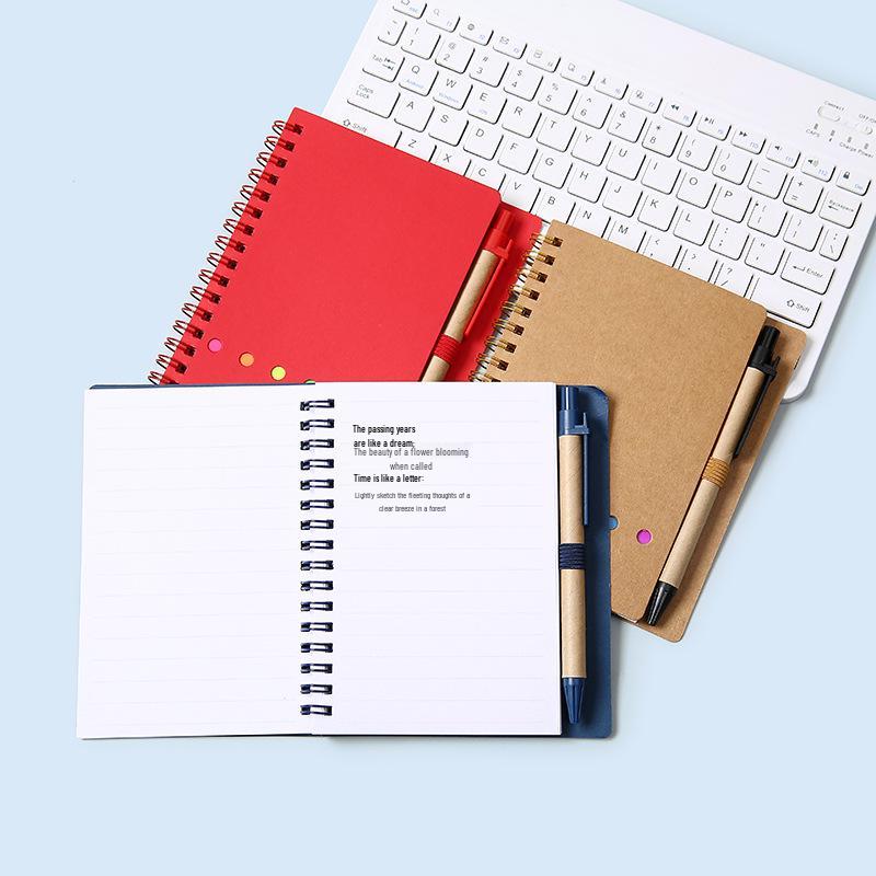 Creative Six-Hole Kraft Paper Notebook with Sticky Notes