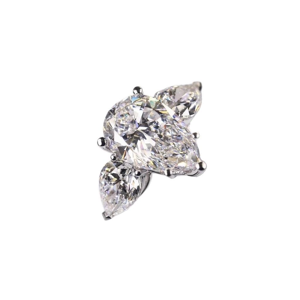 High-End Pear-Shaped Moissanite Ring with Inlaid High-Carbon Diamonds | Adjustable Luxury Wedding Jewelry for Women