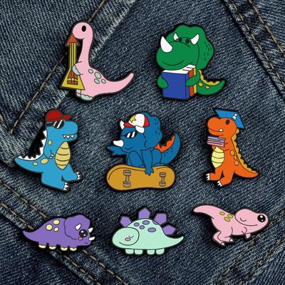 Adorable Kawaii Dinosaur Cartoon Brooch: Soft Animal Badge, Student Bag Pendant Ornament