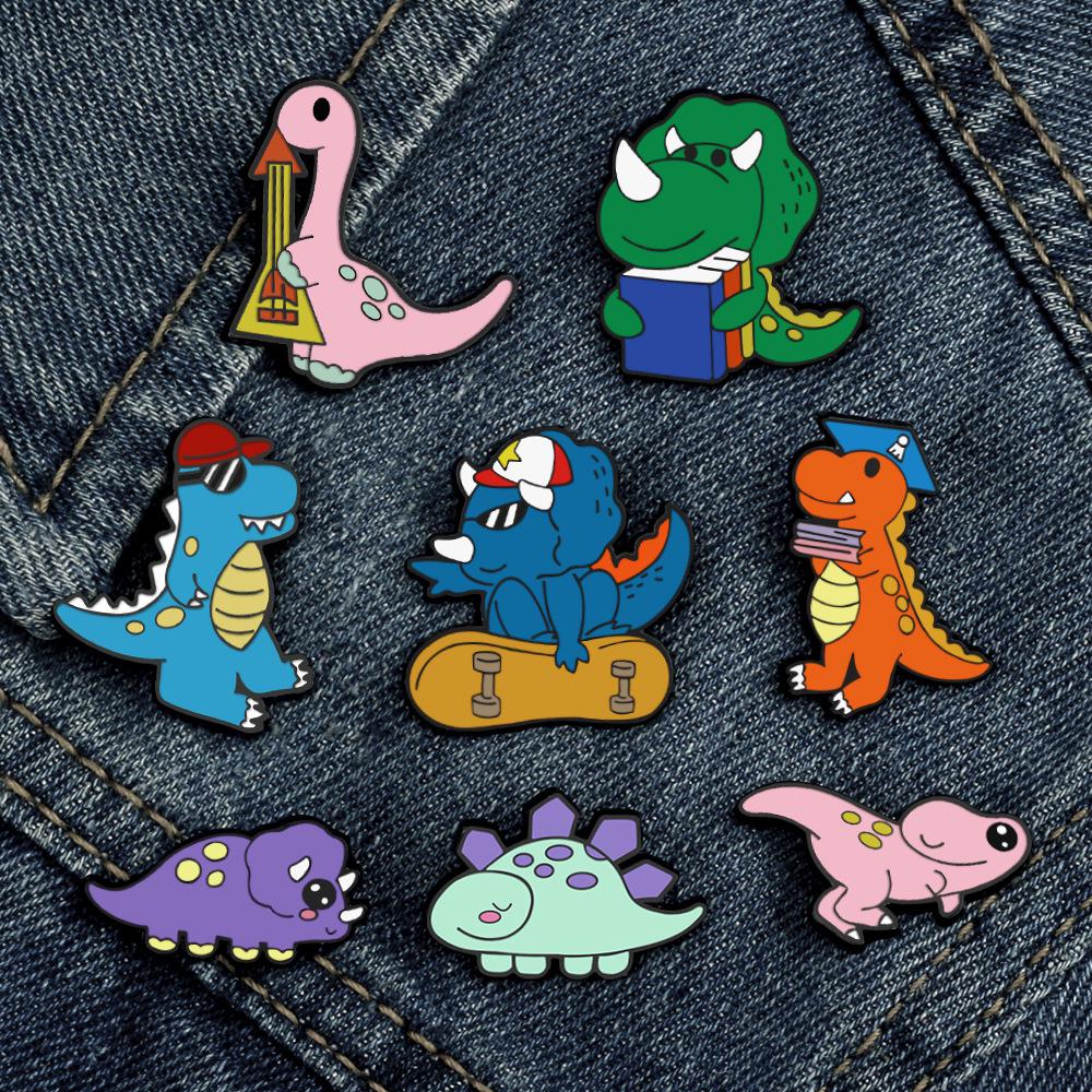 Adorable Kawaii Dinosaur Cartoon Brooch: Soft Animal Badge, Student Bag Pendant Ornament