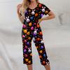 2 Piece Sets For Women Short Sleeve Top And Pants With Pockets Workout Soft  Print Sets