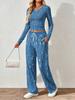 Spring and Autumn Ladies V-Neck Long Sleeve Pants Set Comfortable Casual Versatile Slim Two-piece Set