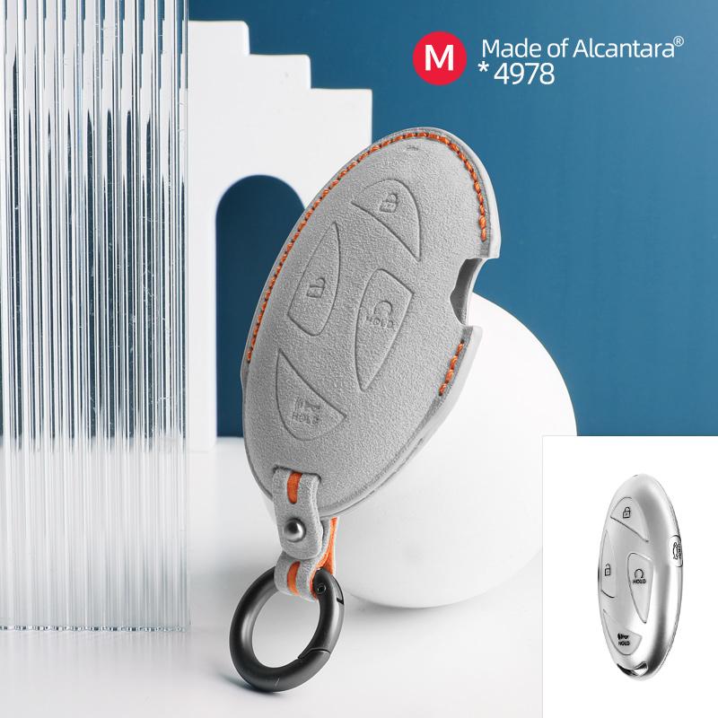 5 Buttons Car Key Case For Hyundai Grandeur Gn7 Kona Ev Ioniq 6 Auto Smart Remote Suede Keychain Cover Shell Accessories