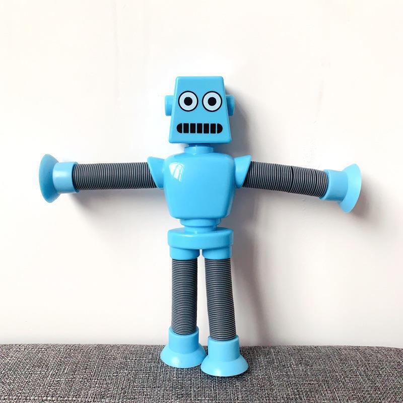 Creative Cartoon Giraffe Robot Egg Decompression Toy with Stretch Tube and Suction Cup, Featuring Ever-Changing Light-Up Hair.