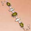 Peridot Quartz Gemstone Handmade Style Silver Jewelry Bracelet 7-8''