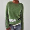 Europäischer & Amerikanischer Damen Lockerer Farbblock Rundhals Mode Pullover