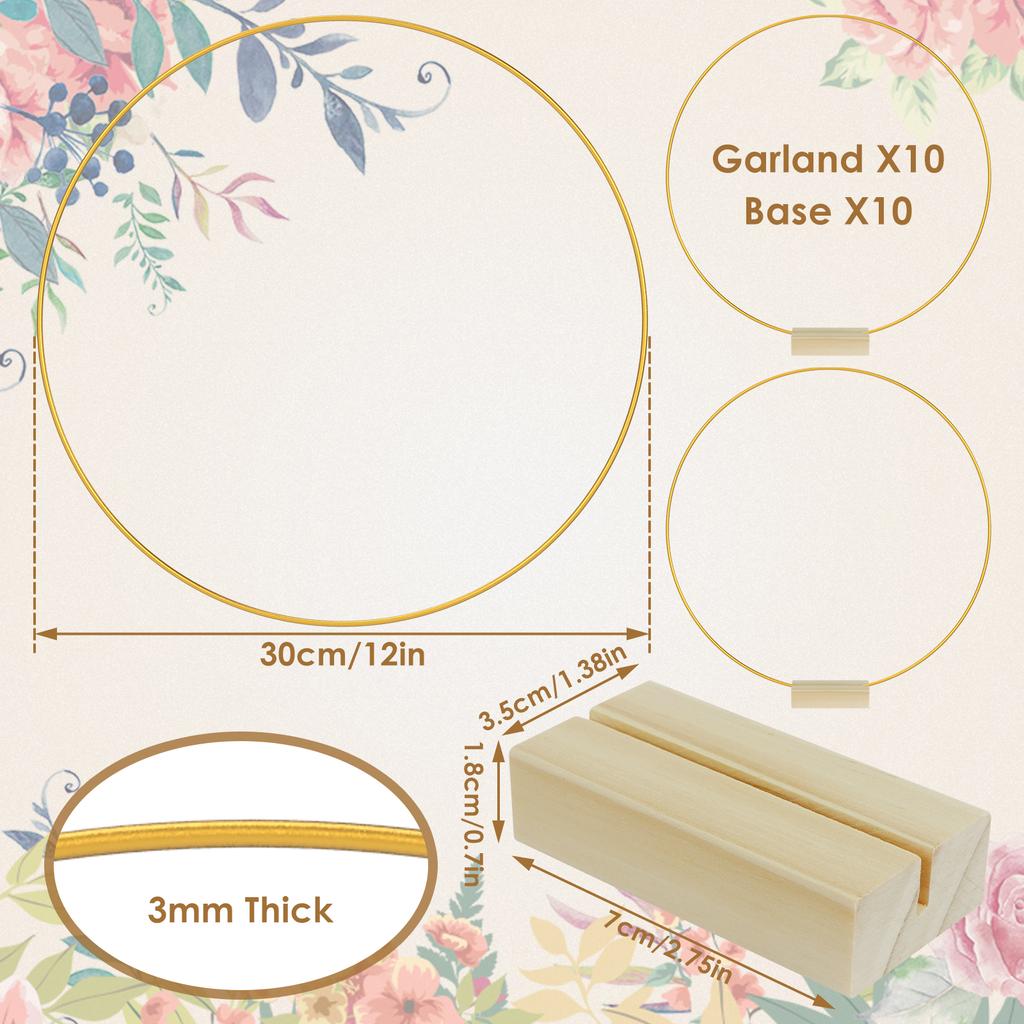 Metal Floral Hoop Garland Table Decoration Wreath for Wedding Centerpieces Wood Card Holders Flower Garland Home Party Prop